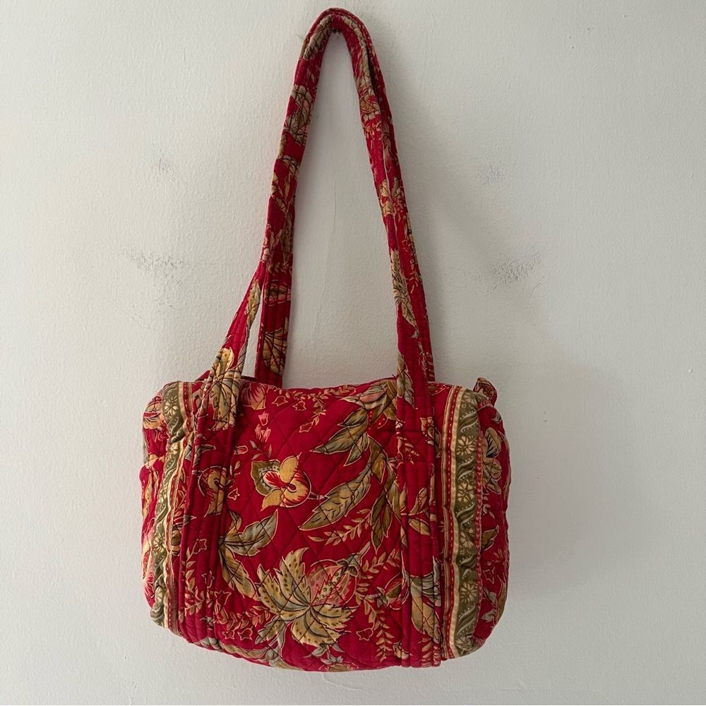 Quilted Shoulder Bag Mini Floral Raspberry Red Cottage Y2K - Picture 2 of 11